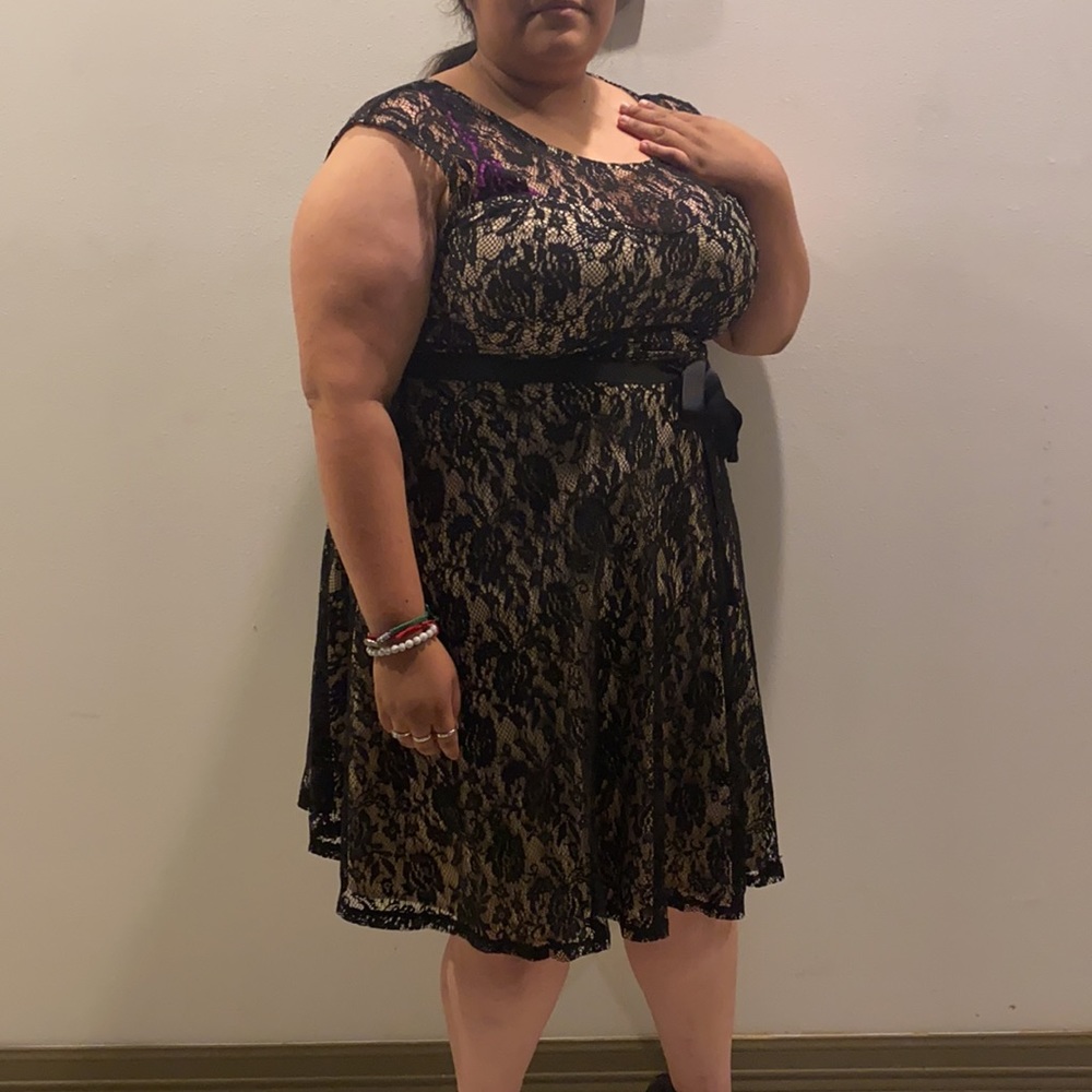 Soprano Floral Lace Flare Dress